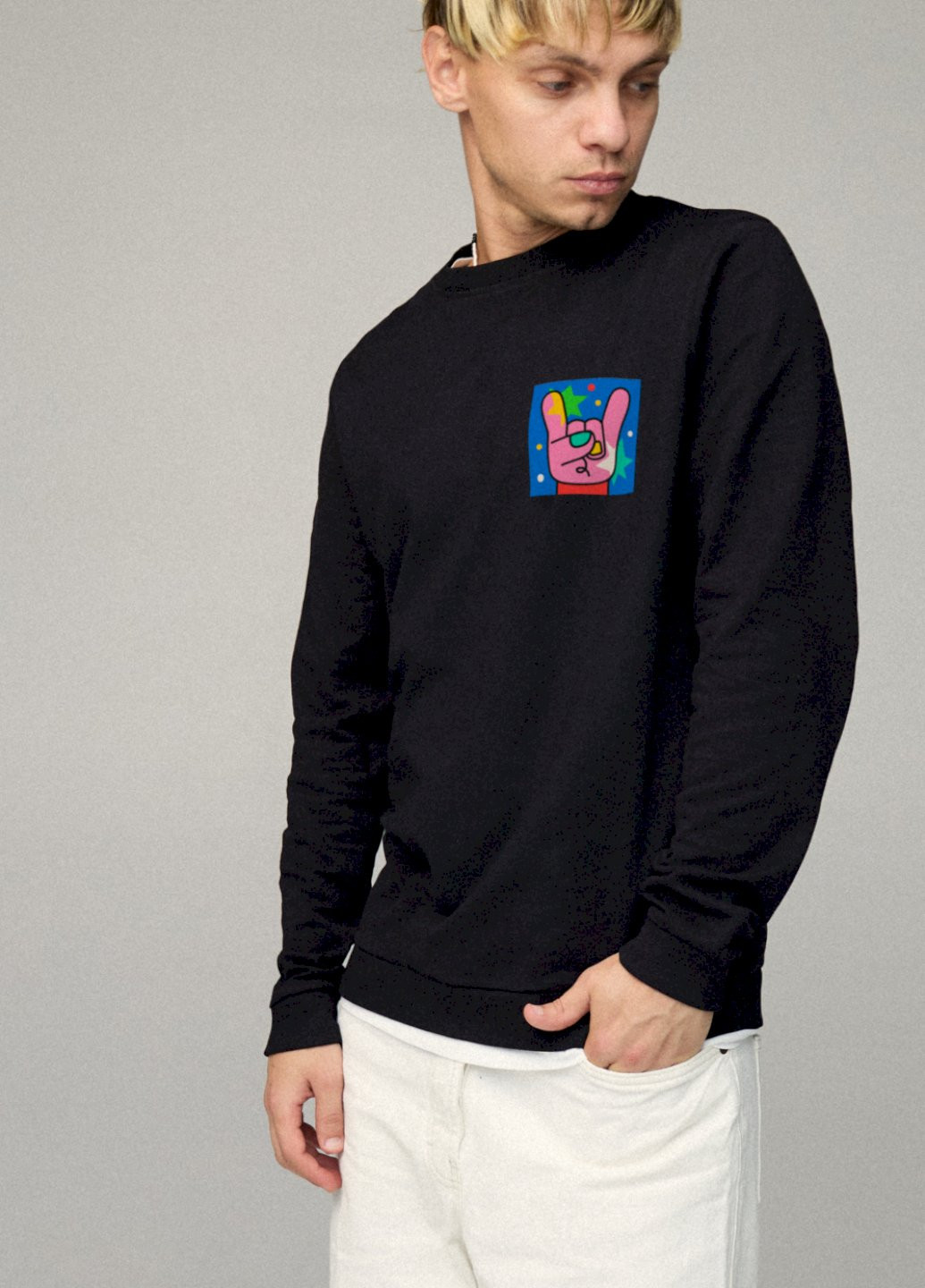 Чорний свитшот мужской basic /no flis/ YAPPI малюнок (254557592)