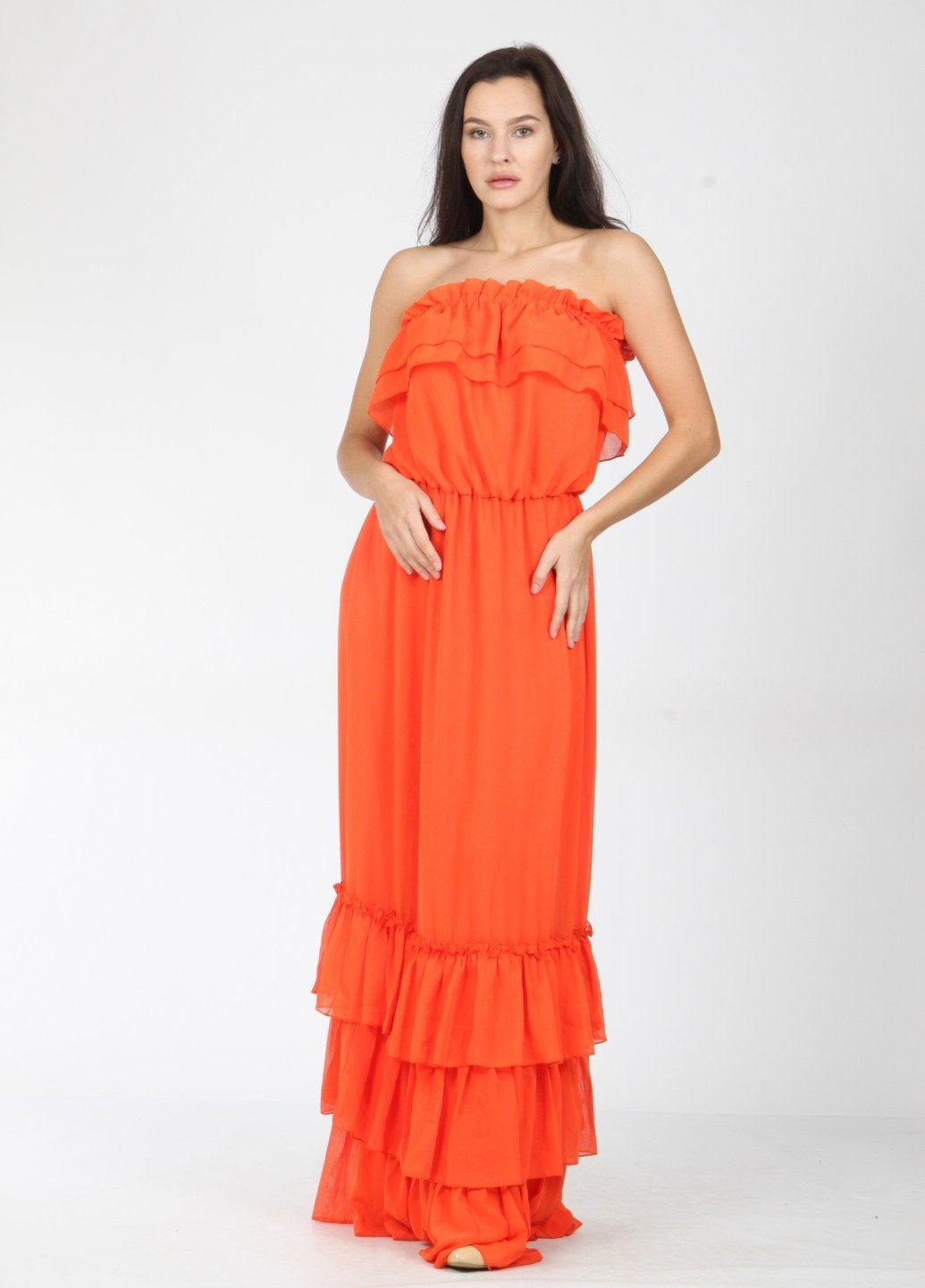 Оранжевое вечернее платье Mozah однотонное