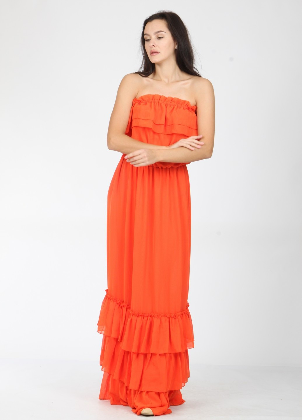 Оранжевое вечернее платье Mozah однотонное