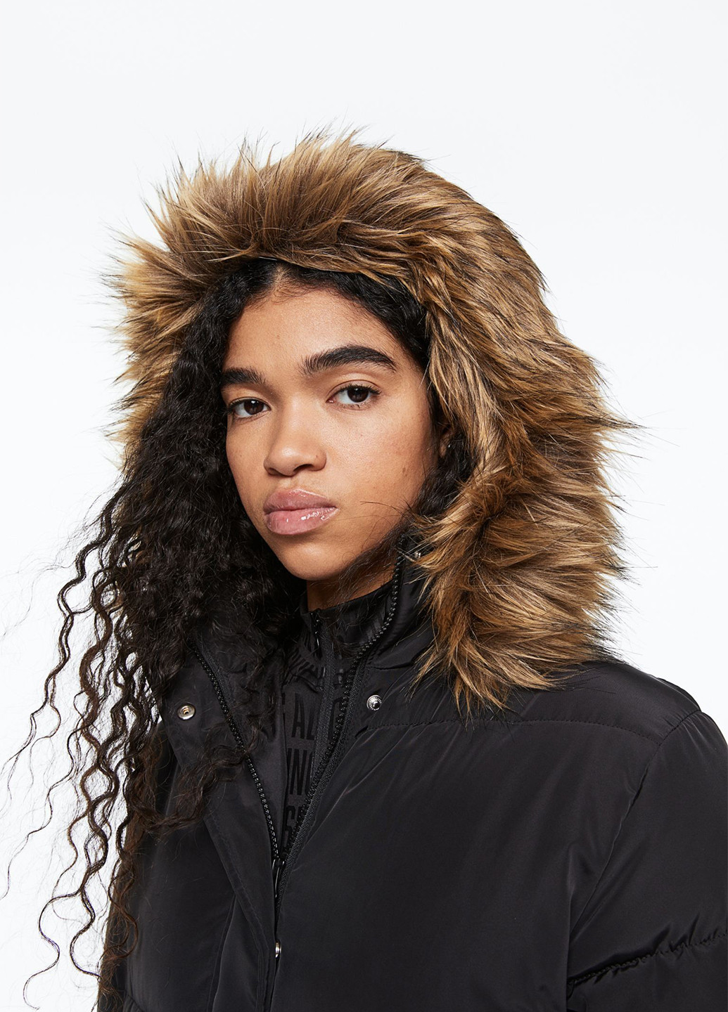 Чорна зимня куртка продовжена вільного крою H&M