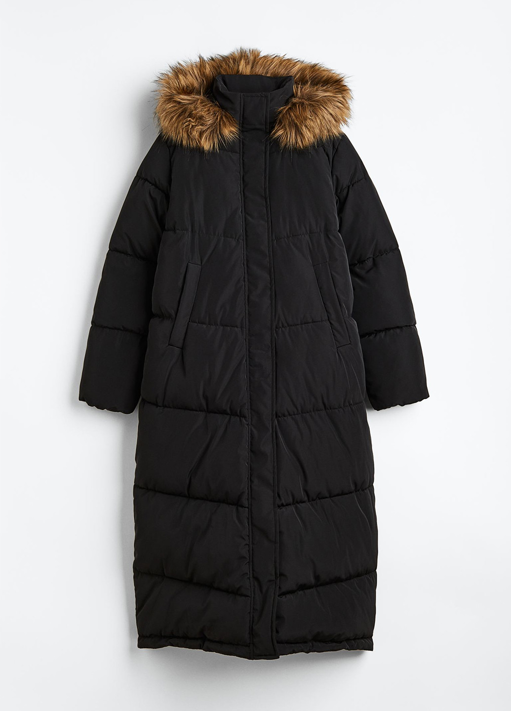 Черная зимняя куртка подовжена вільного крою H&M