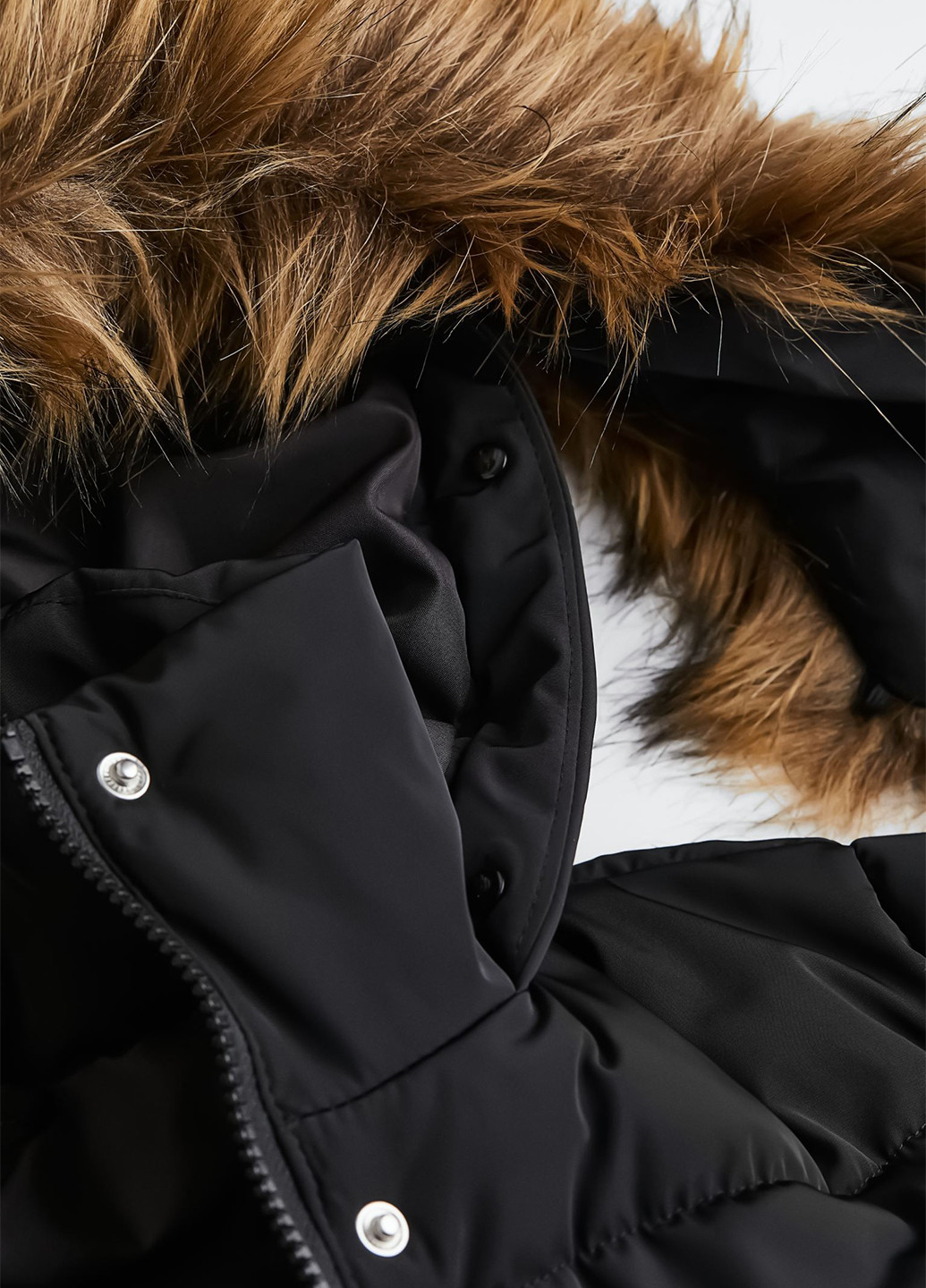 Черная зимняя куртка подовжена вільного крою H&M