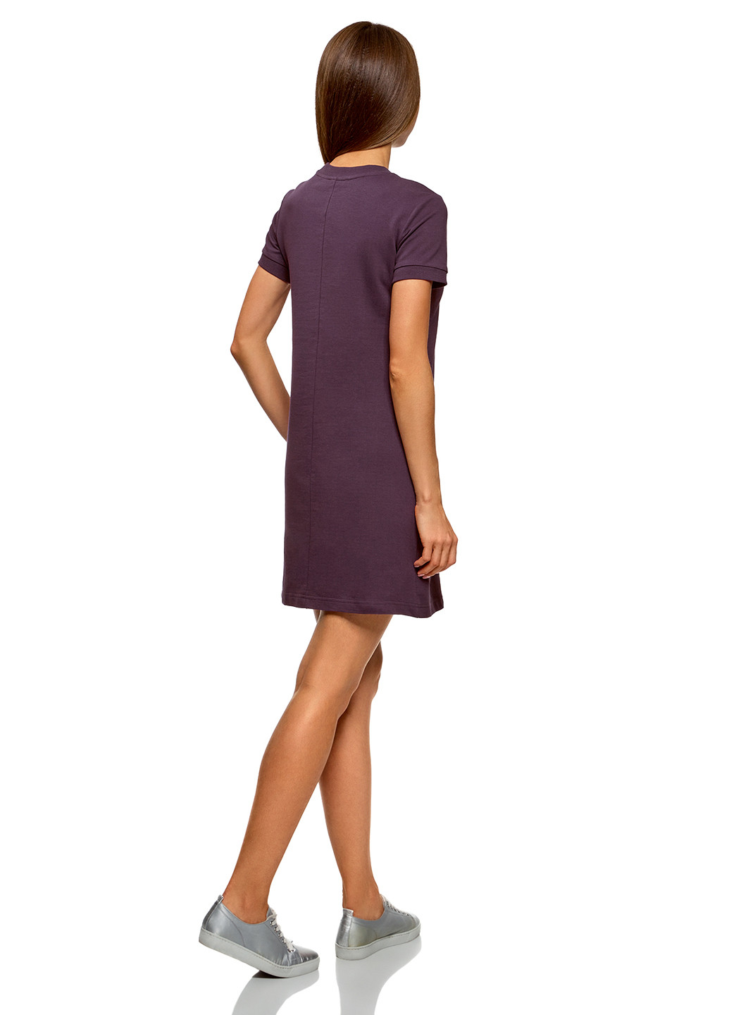 Фиолетовое кэжуал платье Oodji однотонное
