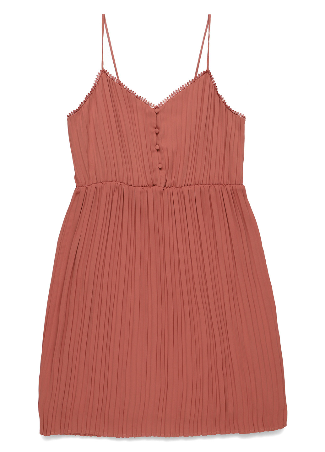 Терракотовое кэжуал платье плиссированное MINT&BERRY однотонное