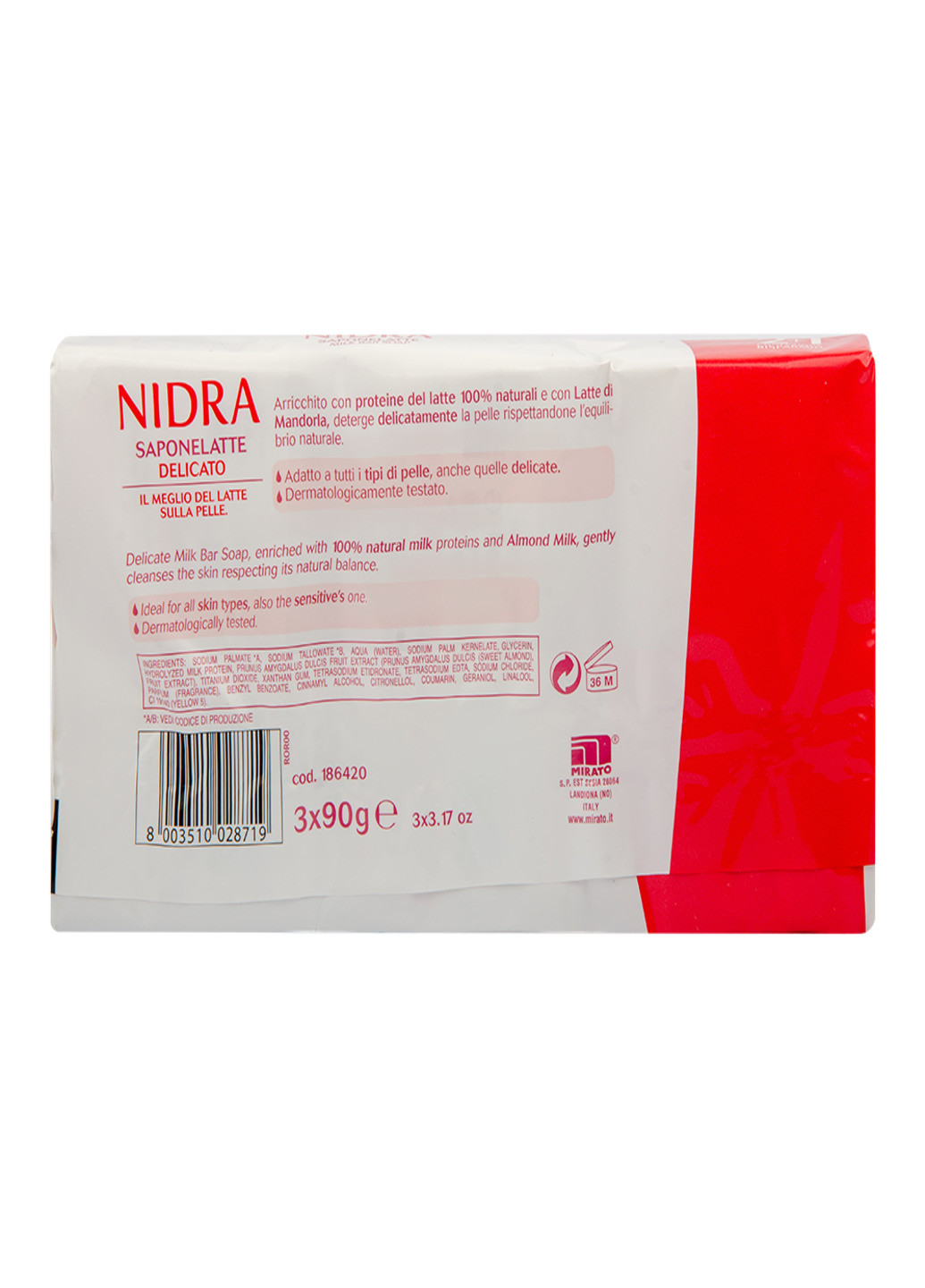 Крем-мило тверде з мигдальним молочком 3*90 г Nidra (223340148)