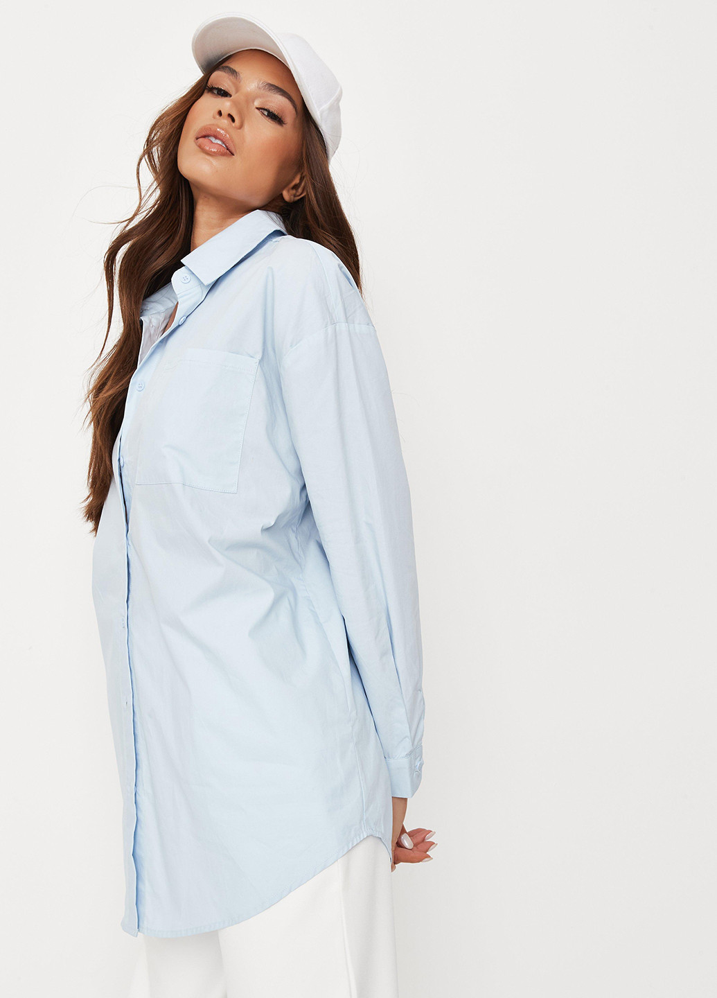 Голубой кэжуал рубашка однотонная Missguided