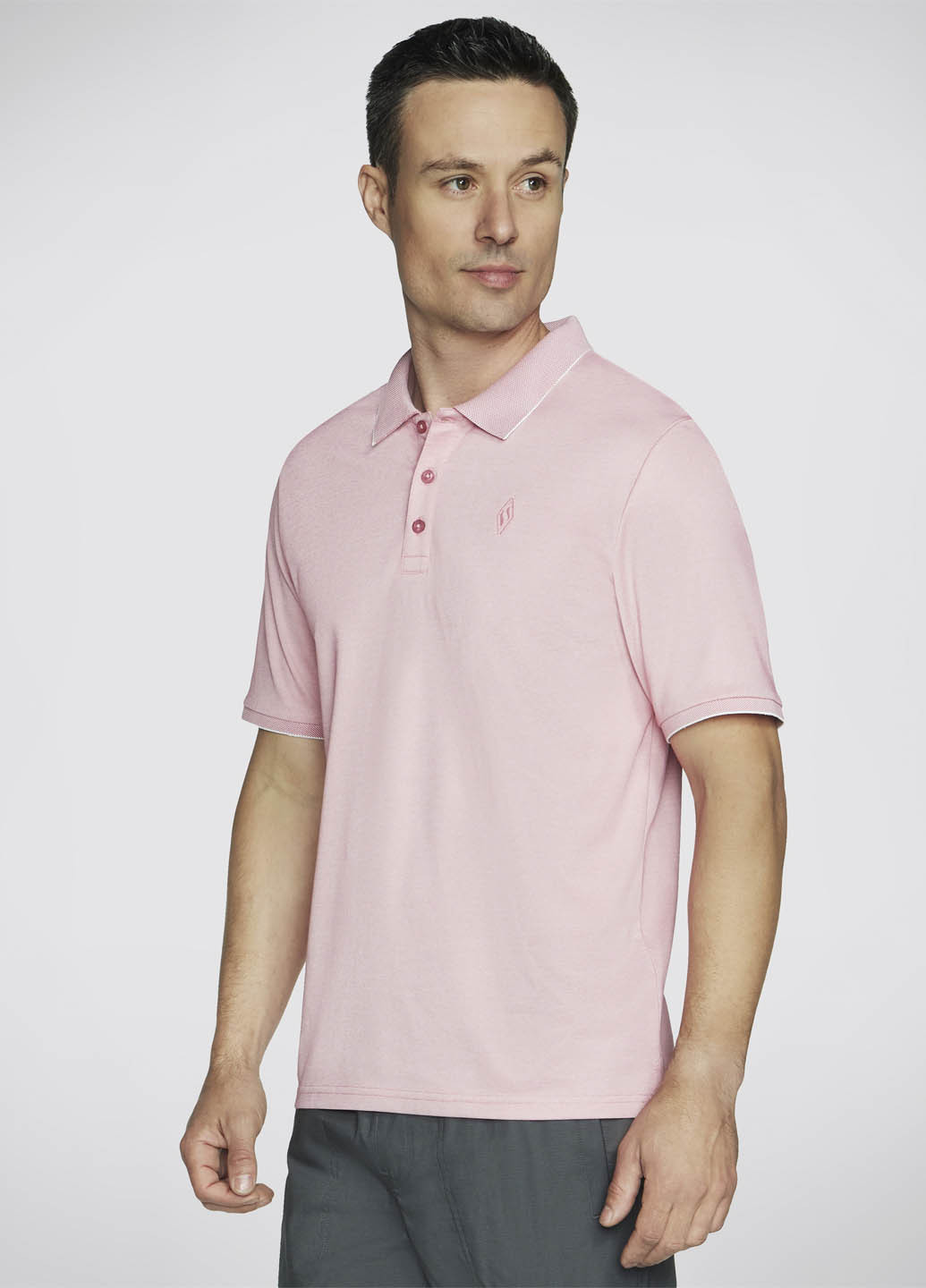 Светло-розовая футболка-поло для мужчин Skechers однотонная