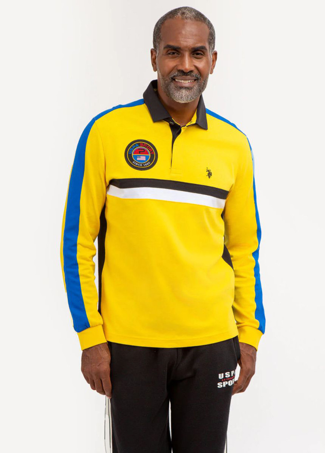 Сине-желтая футболка-поло для мужчин U.S. Polo Assn. колор блок