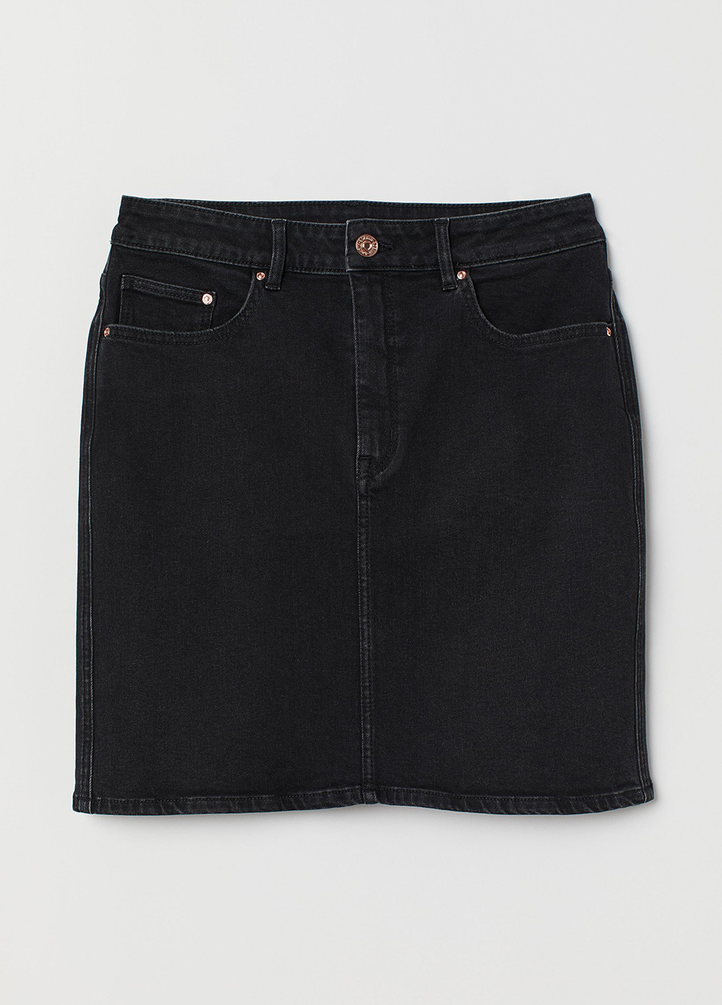 Черная джинсовая однотонная юбка H&M а-силуэта (трапеция)