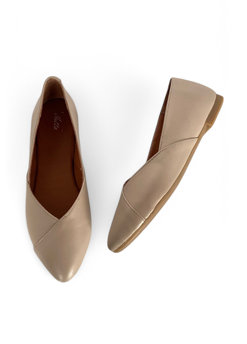 Женские балетки Vanesia | бежевые однотонные без декора натуральная кожа (324397459)