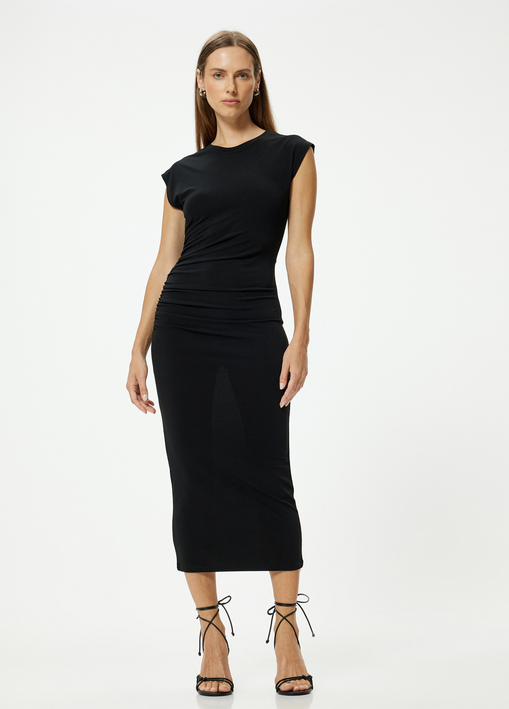 Чорна кежуал, святковий сукня сукня-футболка KOTON однотонна