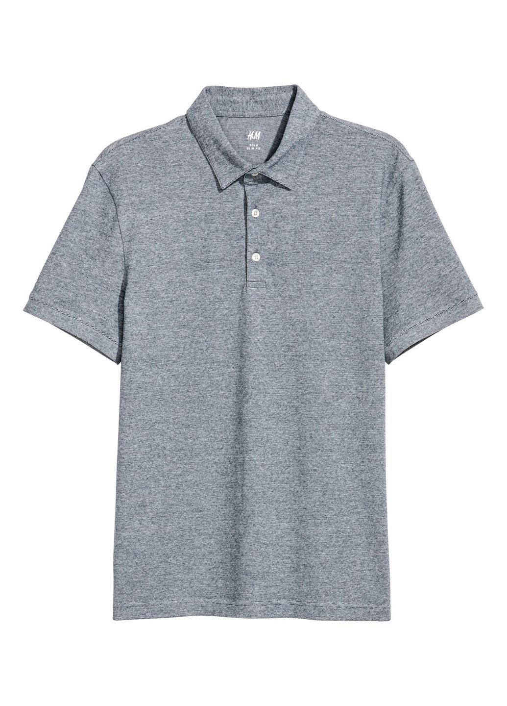 Серо-синяя футболка-поло для мужчин H&M меланжевая