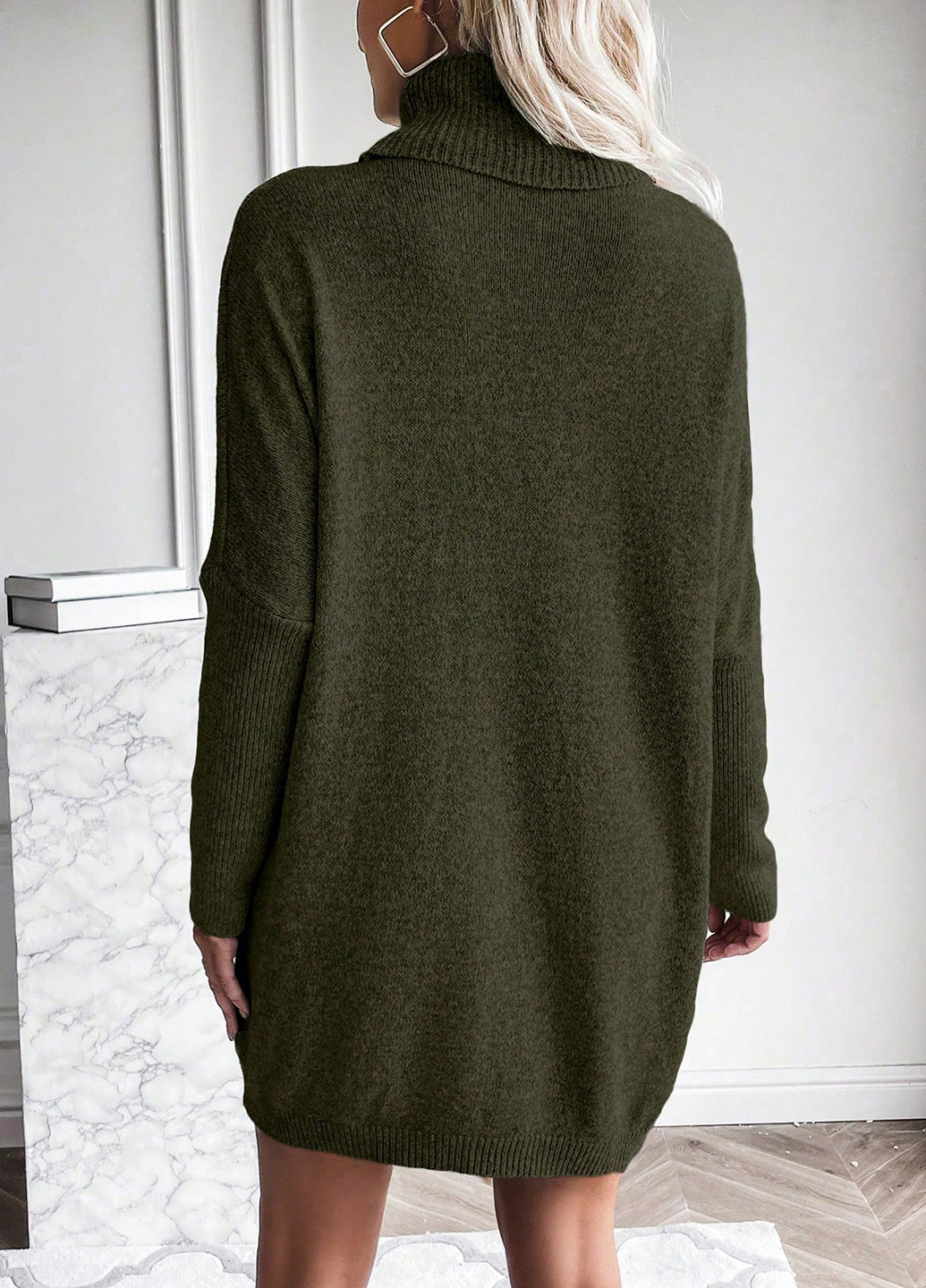 Темно-зелена кежуал сукня сукня светр SHEIN з новорічним принтом