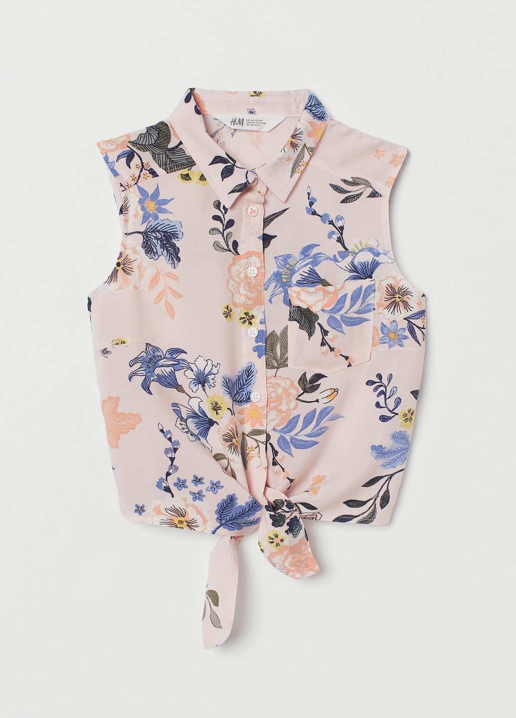Светло-розовая цветочной расцветки блузка H&M летняя