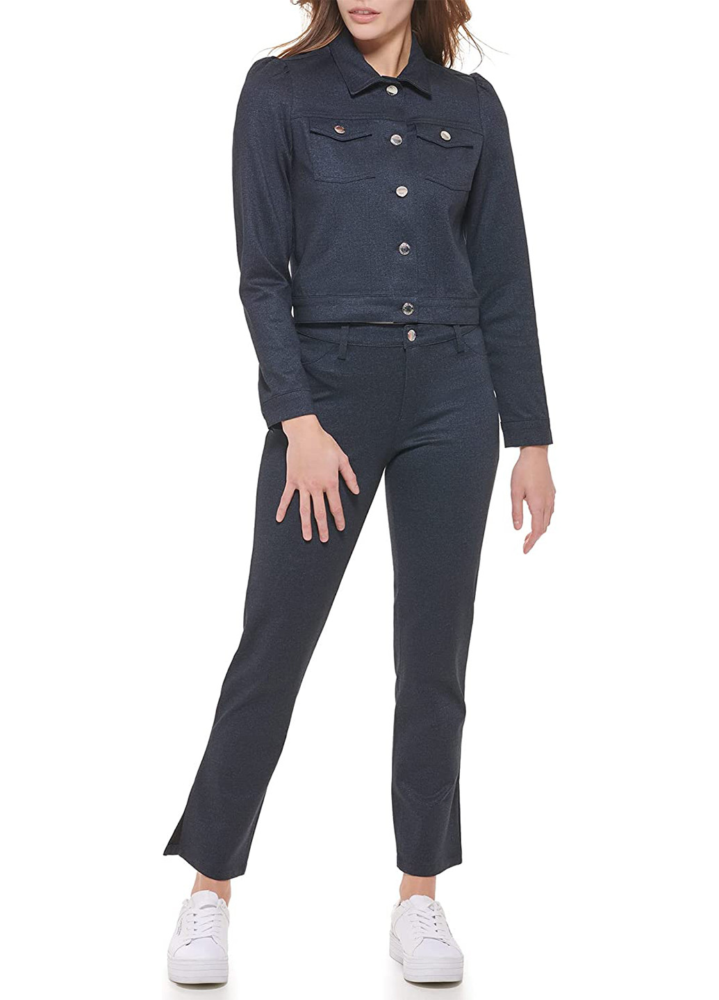 Темно-синий женский жакет Calvin Klein однотонный - демисезонный