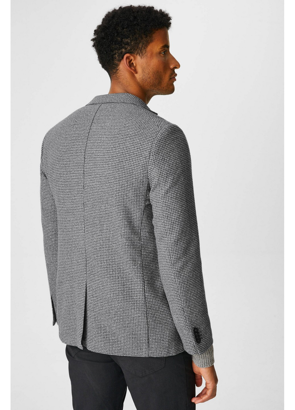 Пиджак C&A полоска светло-серый деловой полиэстер