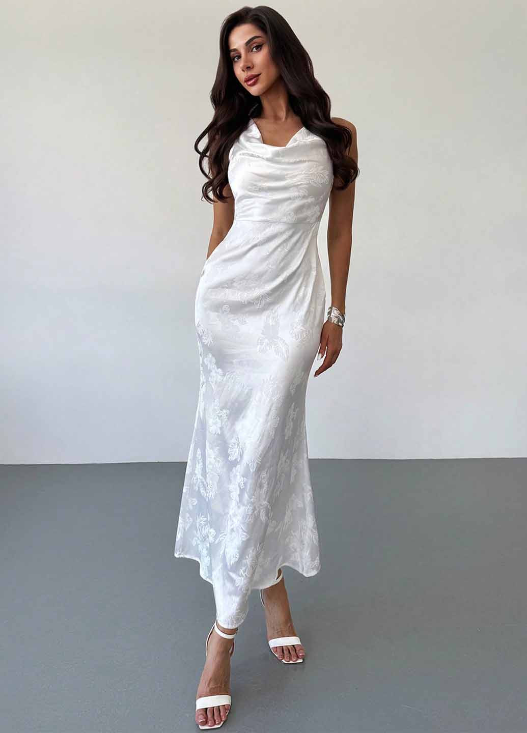 Білий вечірня, кежуал сукня з відкритою спиною SHEIN однотонна