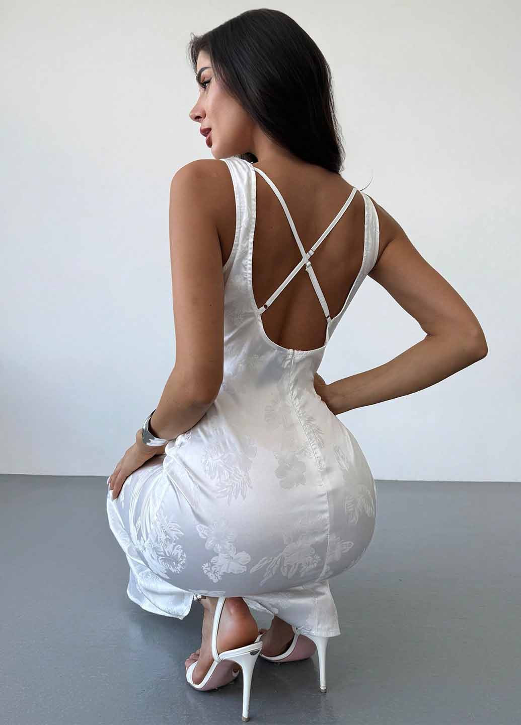 Білий вечірня, кежуал сукня з відкритою спиною SHEIN однотонна