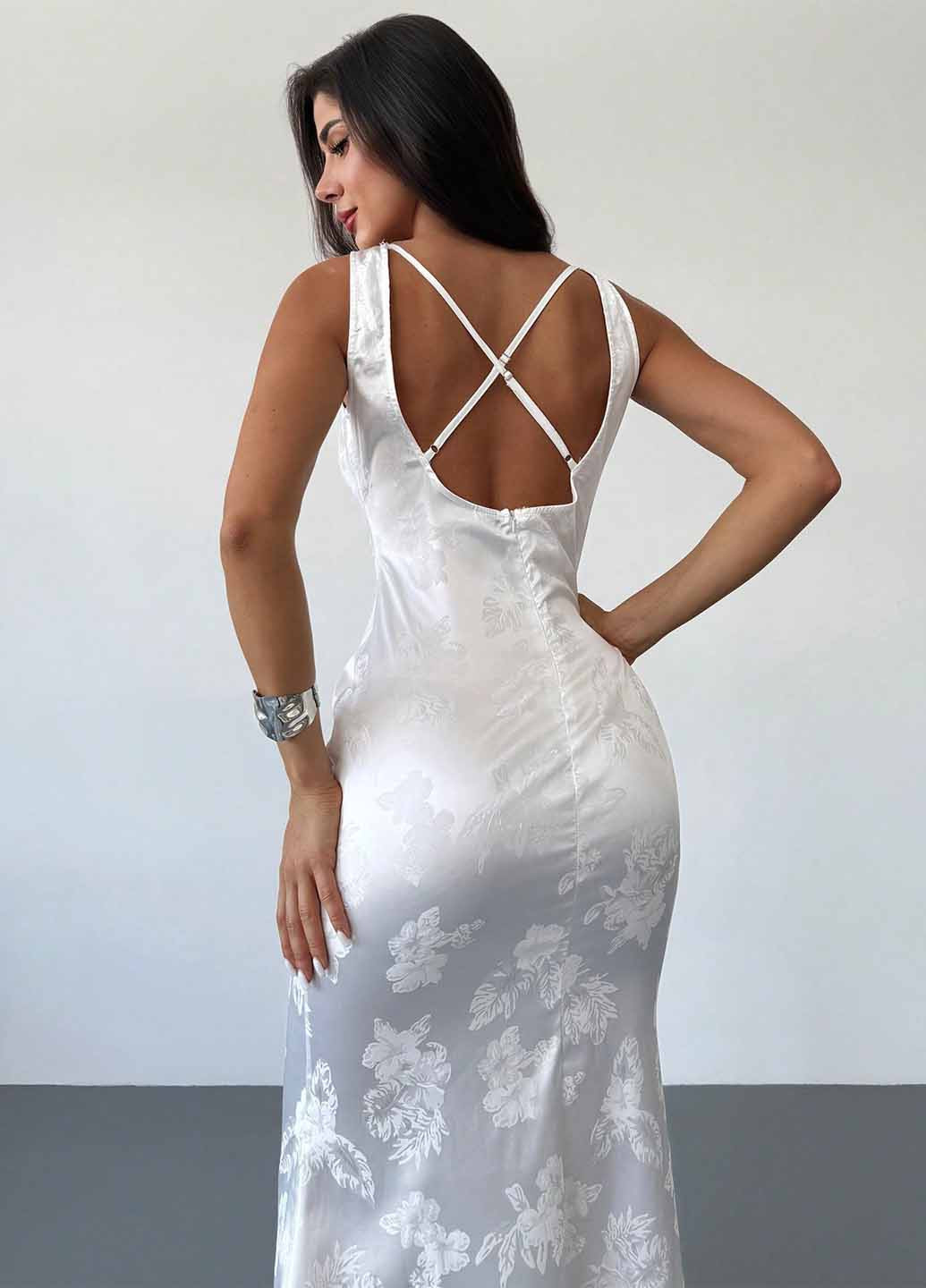 Білий вечірня, кежуал сукня з відкритою спиною SHEIN однотонна