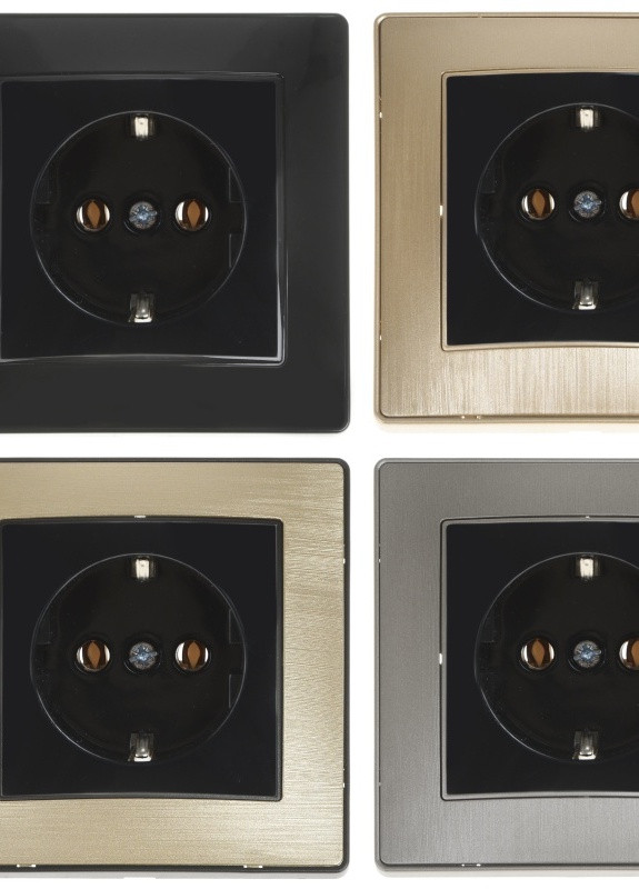 Розетка одинарная с заземлением черна RB-1RZ Brille (253967285)