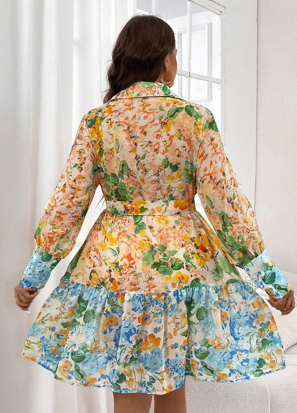 Комбінована кежуал сукня сукня-сорочка SHEIN з квітковим принтом