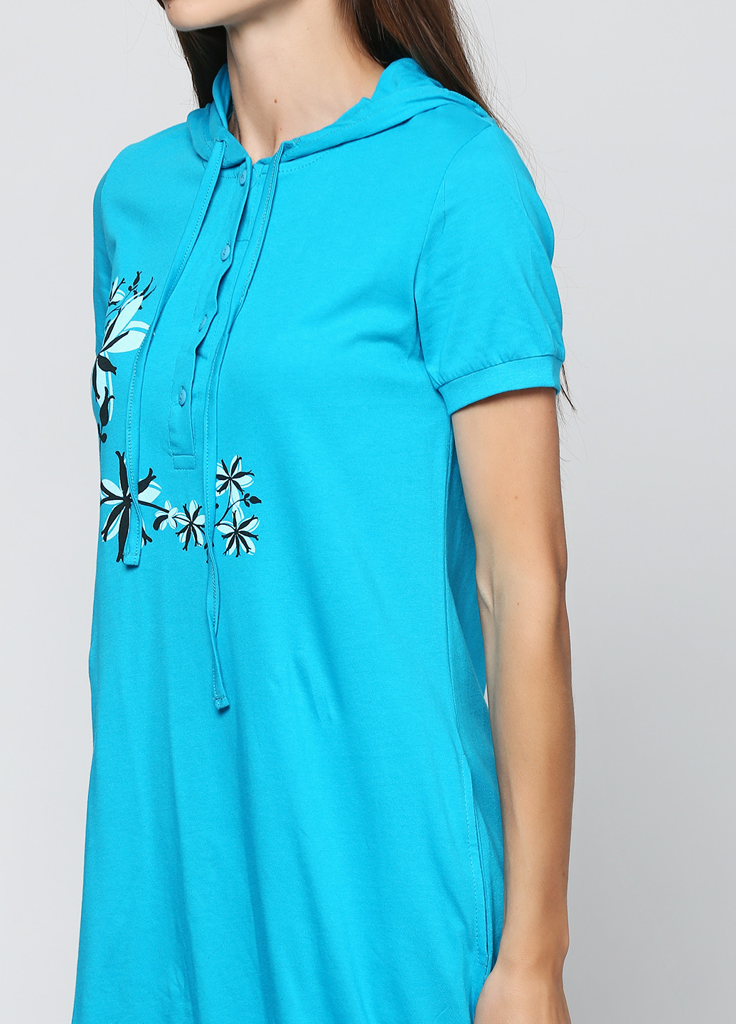 Голубое домашнее платье короткое Senti с рисунком