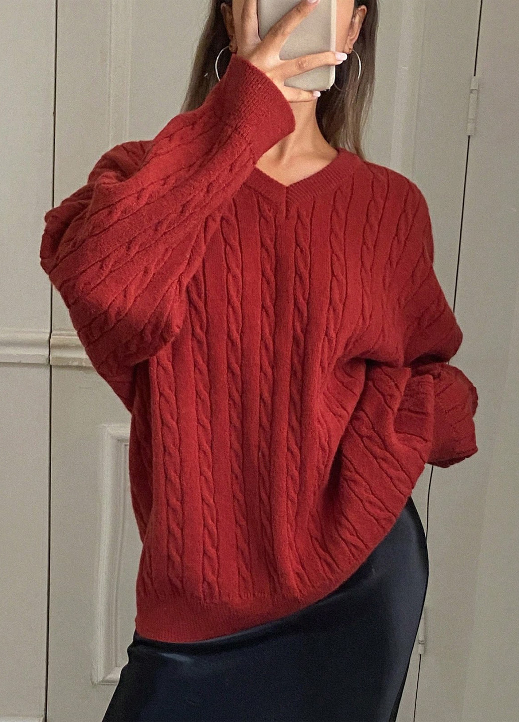 Темно-красный демисезонный пуловер пуловер SHEIN