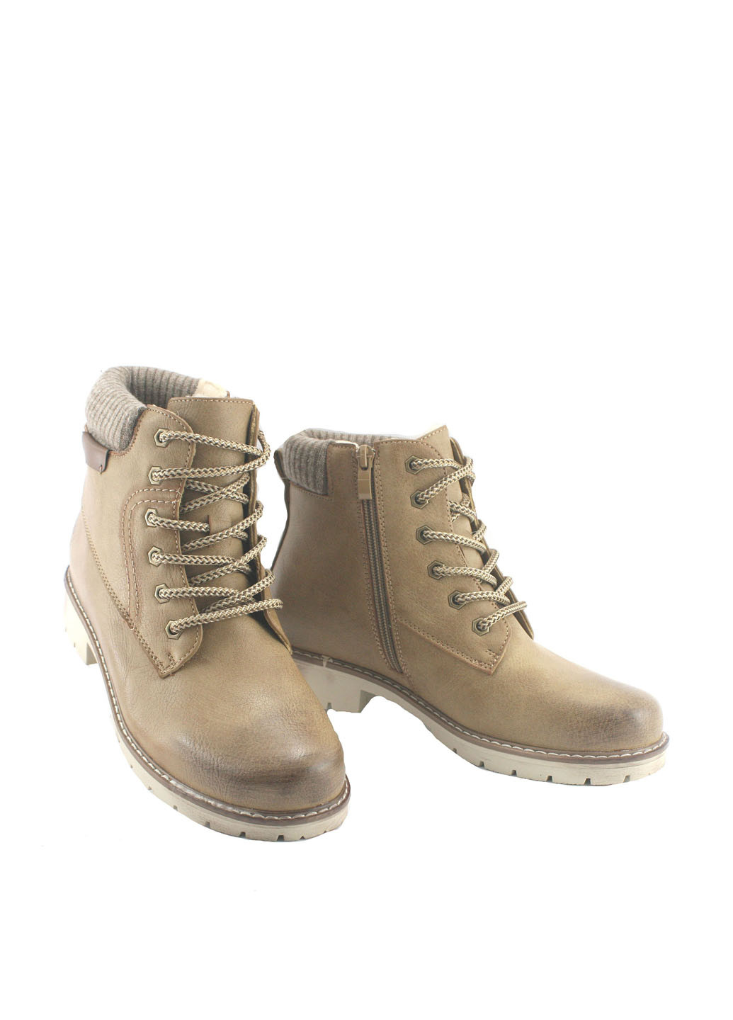 Зимние ботинки тимберленды No Brand с потертостями, со шнуровкой