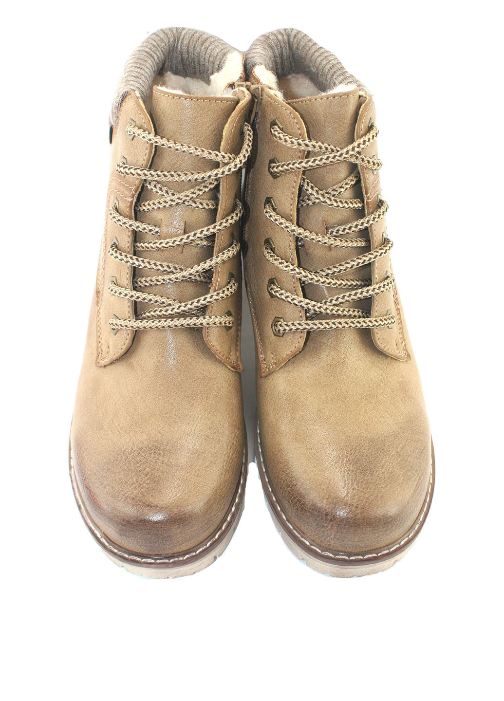 Зимние ботинки тимберленды No Brand с потертостями, со шнуровкой