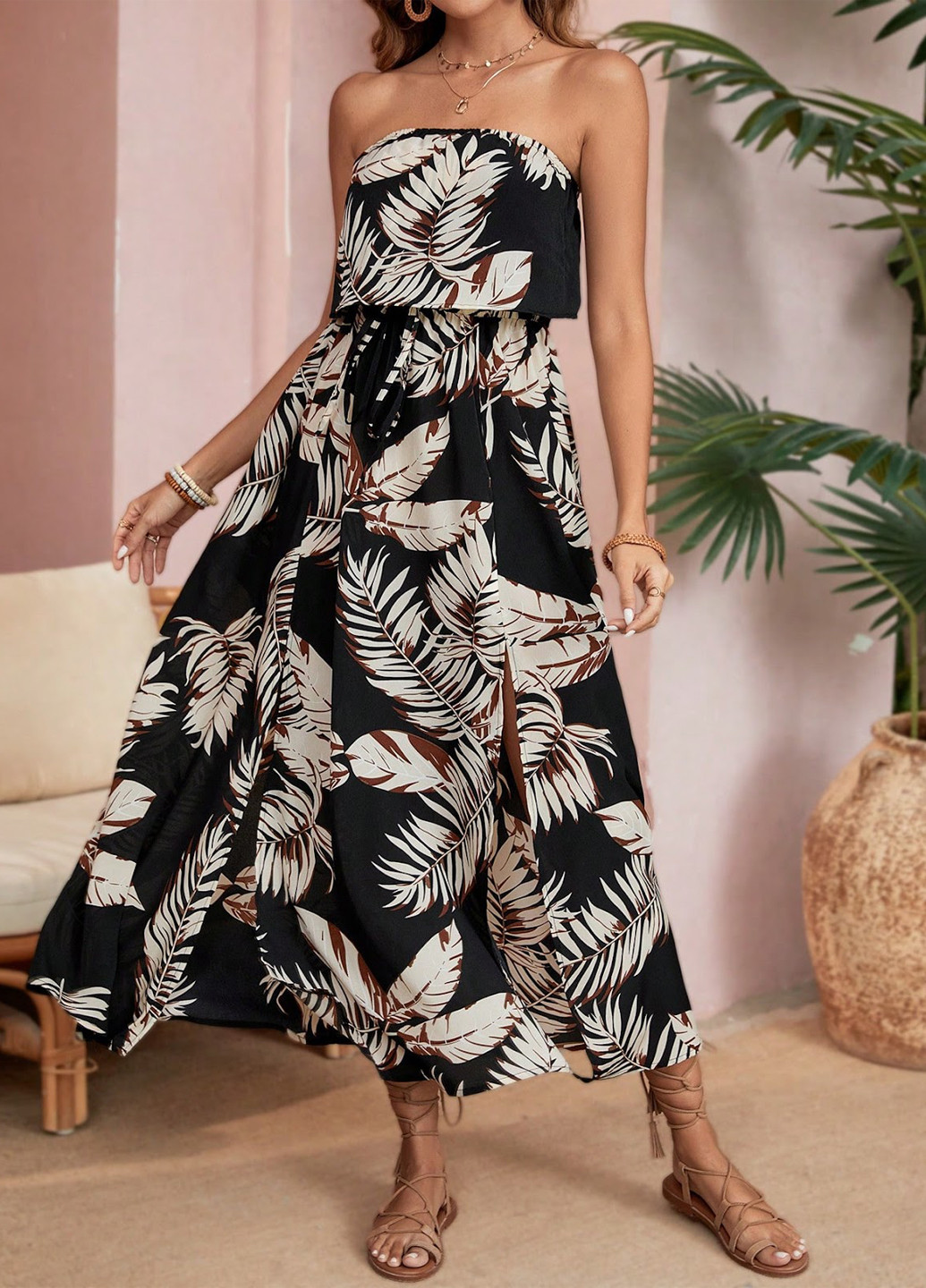 Чорна кежуал сукня з відкритими плечима SHEIN з малюнком