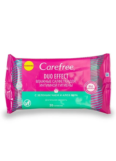 Серветки для інтимної гігієни Duo effect Зелений чай і алое вера Carefree (230823458)
