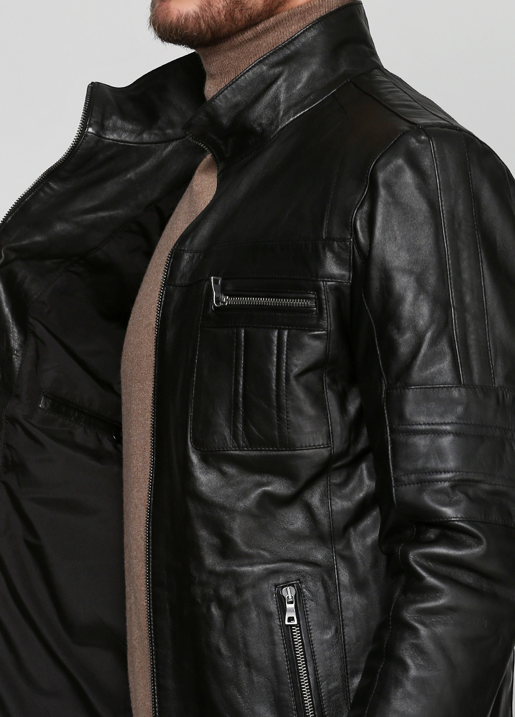 Чорна демісезонна куртка шкіряна Deimos