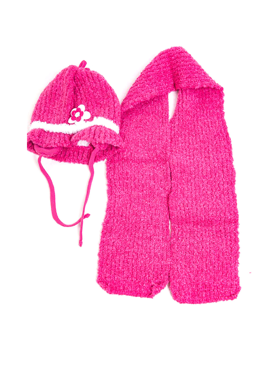 Рожевий демісезонний комплект (шапка, шарф) Ambra