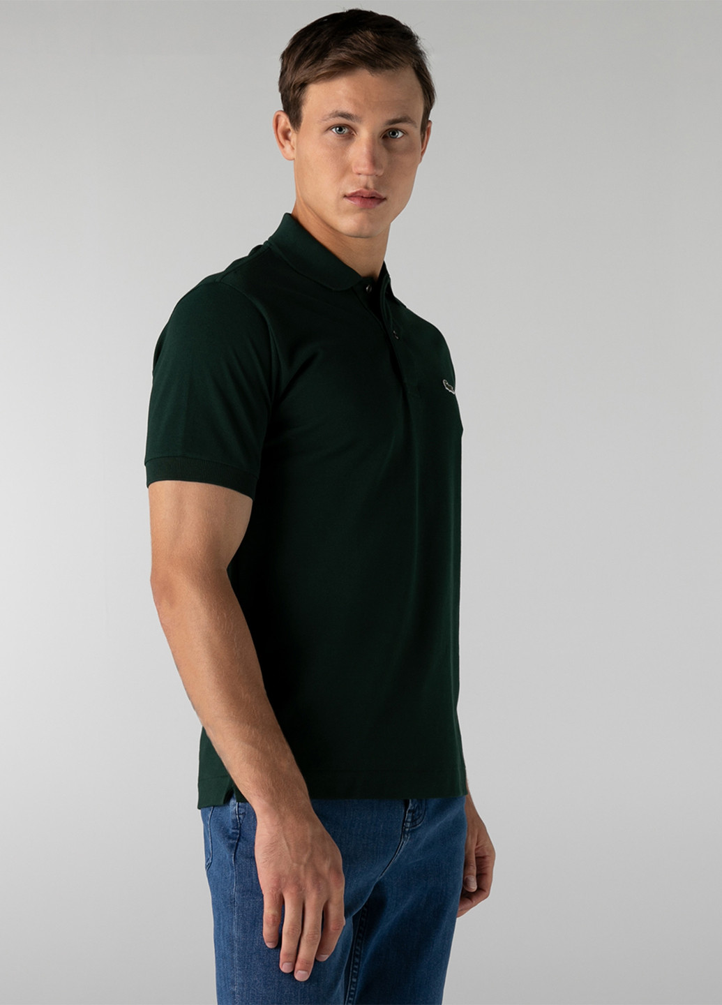 Темно-зеленая футболка-поло для мужчин Lacoste с логотипом