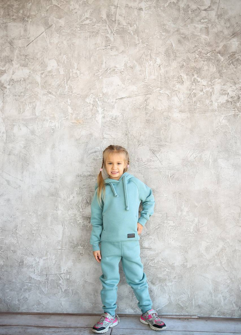 Темно-блакитний зимній теплий дитячий костюм на флісі Sorelle