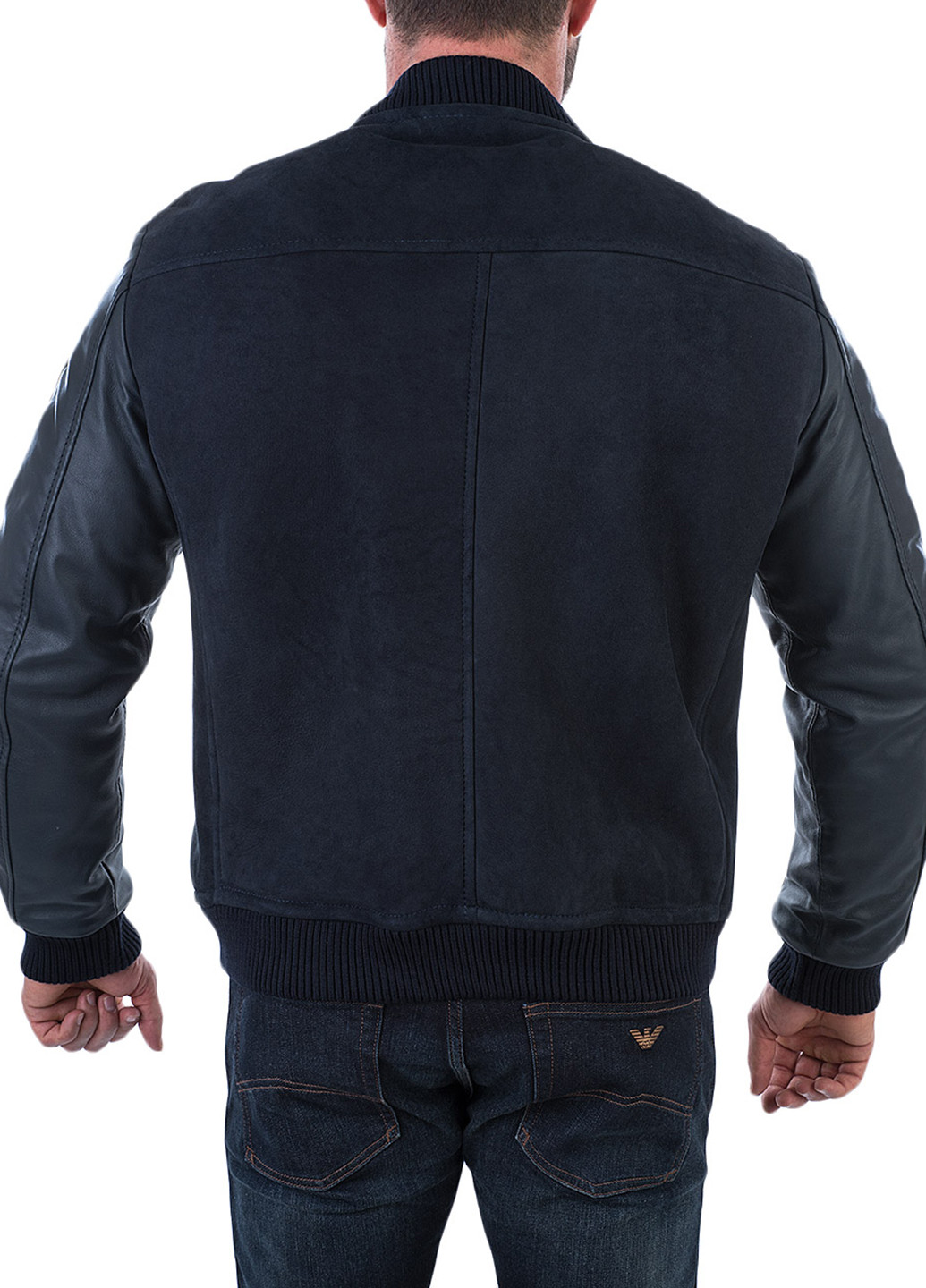 Черная демисезонная куртка кожаная Armani Jeans