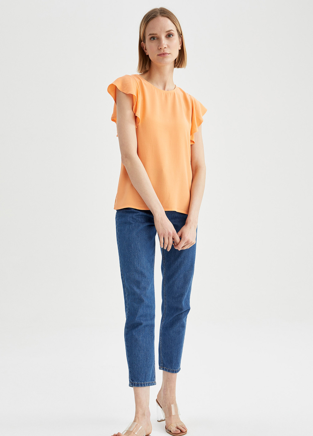 Светло-оранжевая летняя блуза DeFacto