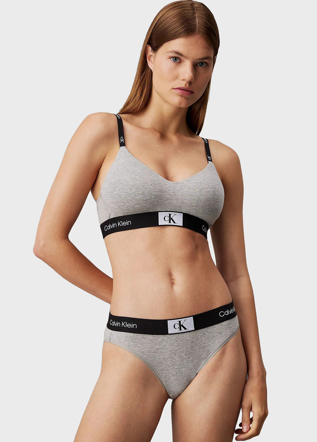 Серый топ бюстгальтер Calvin Klein без косточек хлопок