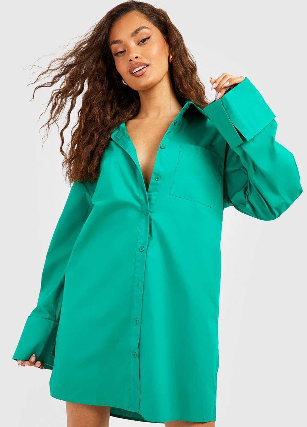 Зелена кежуал сукня сукня-сорочка Boohoo однотонна