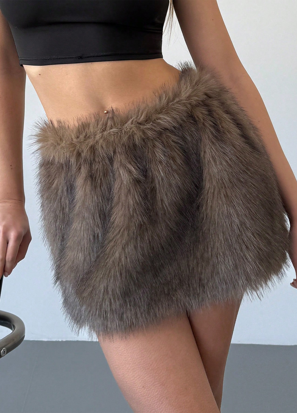 Серо-коричневая коктейльный юбка SHEIN