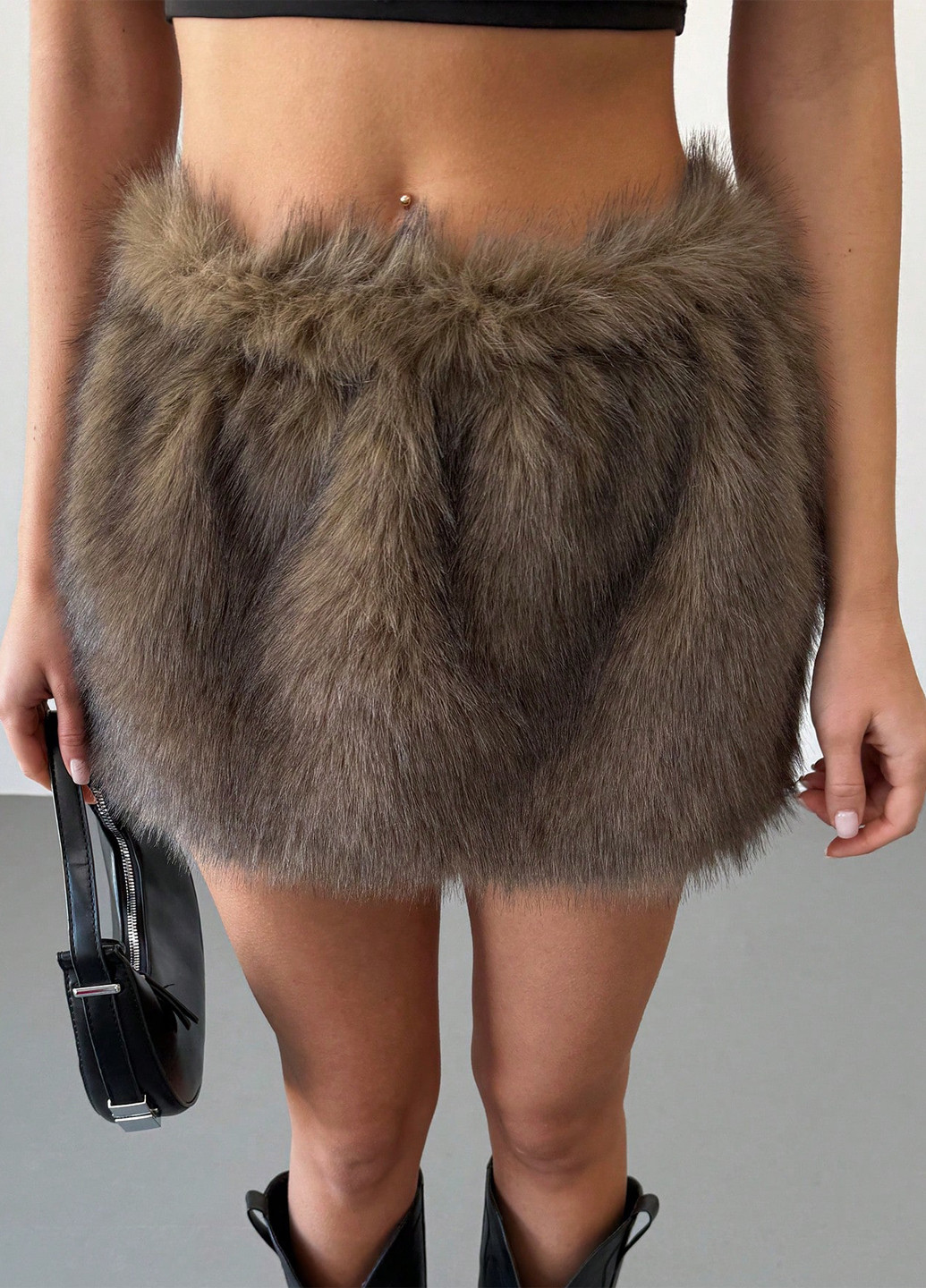 Серо-коричневая коктейльный юбка SHEIN