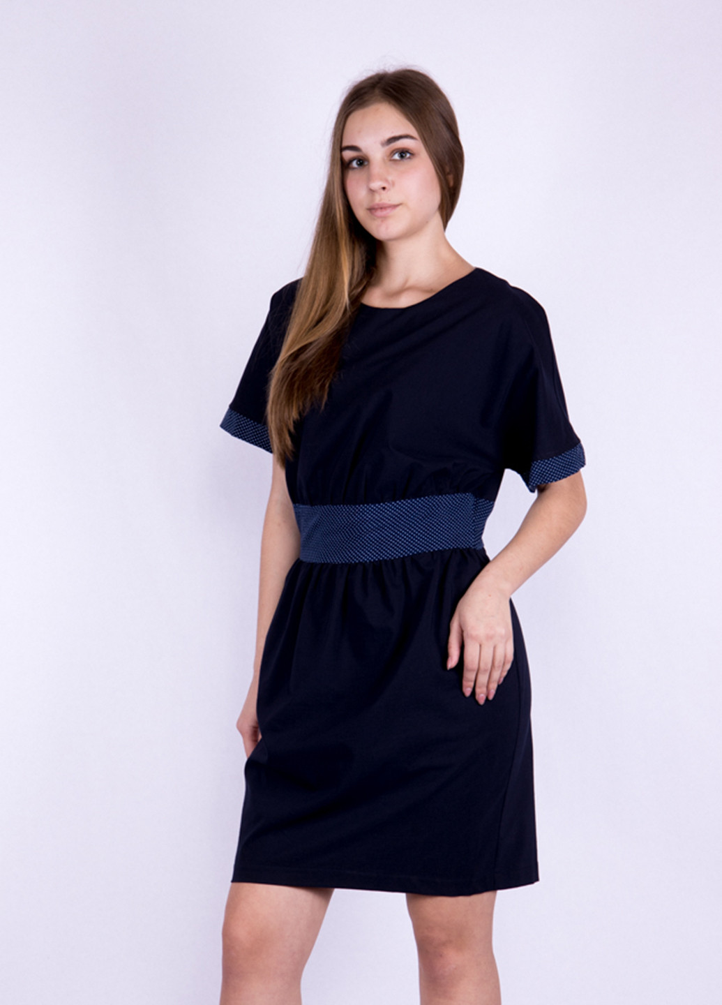 Темно-синя кежуал сукня Time of Style в горошок