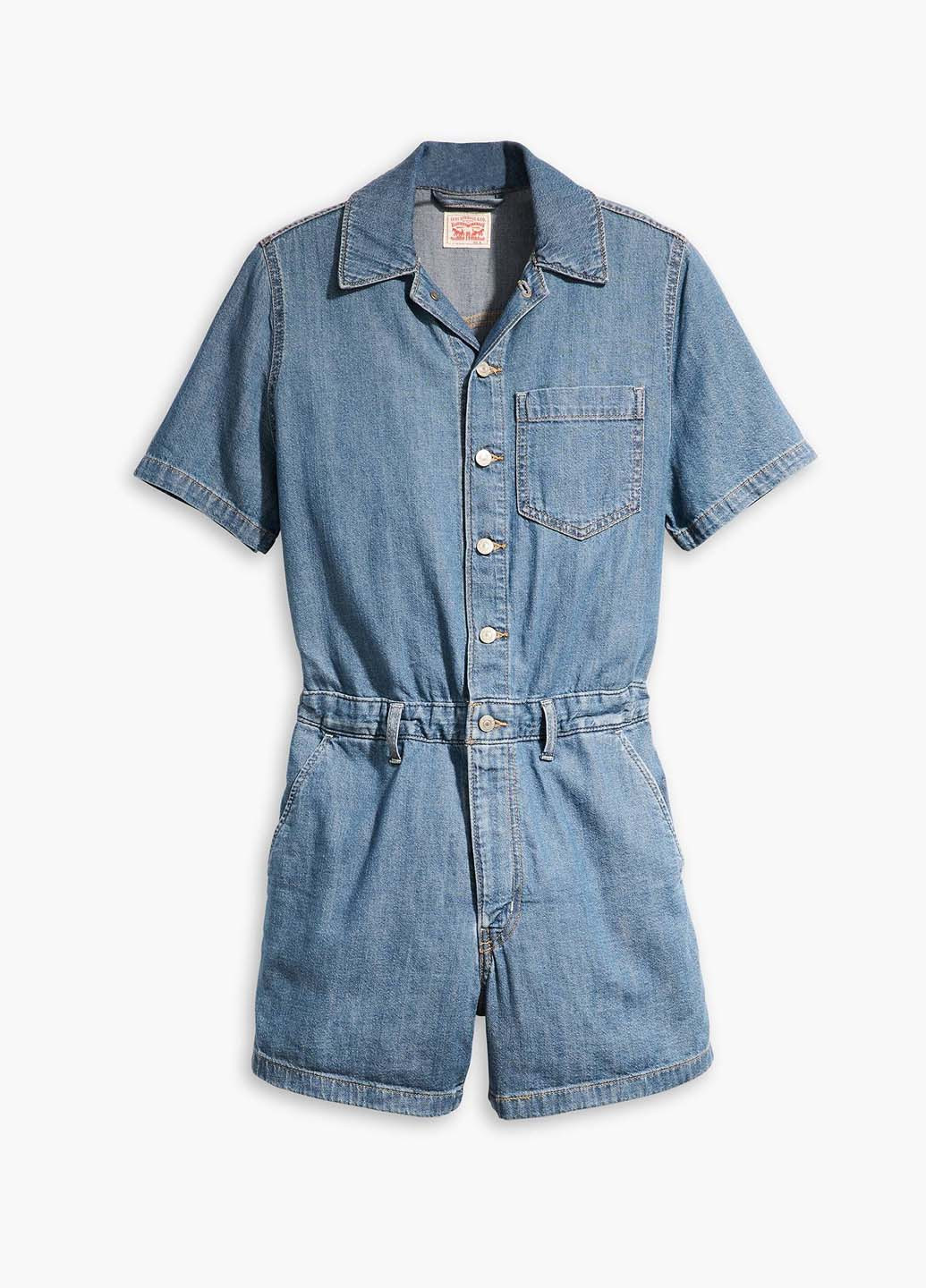 Комбинезон Levi's комбинезон-шорты меланж синий денил хлопок, джинс