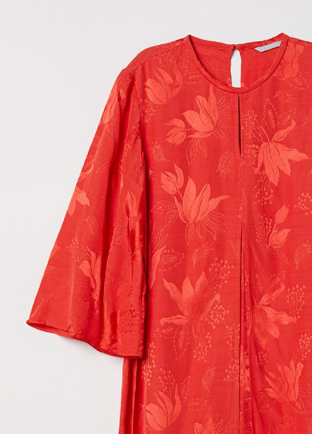 Красное вечернее жаккардовое длинное платье H&M однотонное