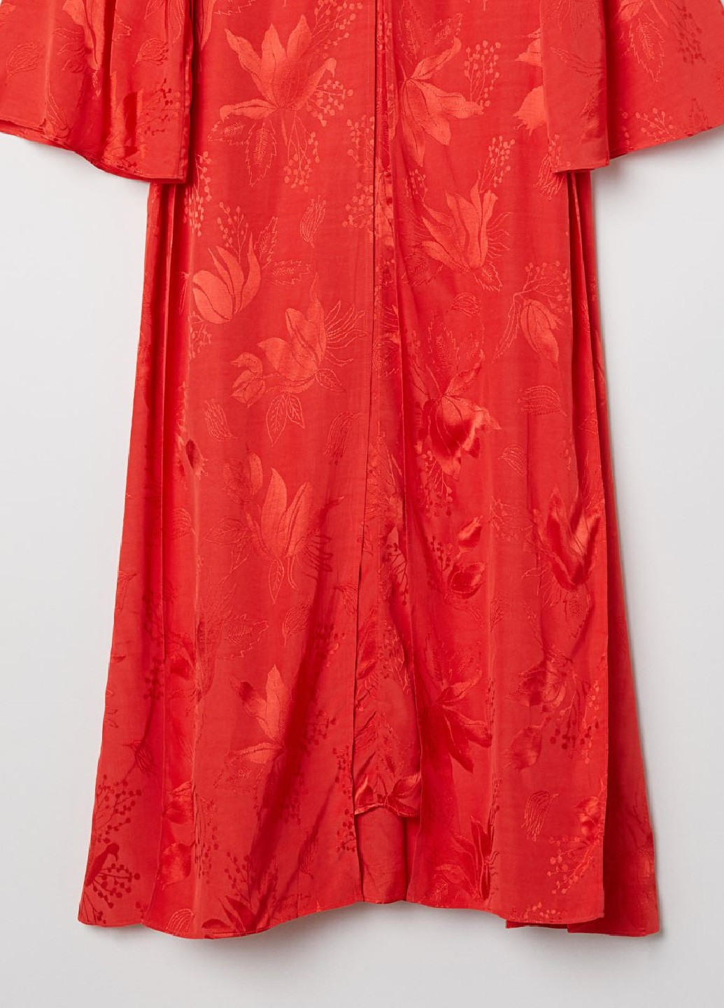 Червона вечірня жакардове довге плаття H&M однотонна