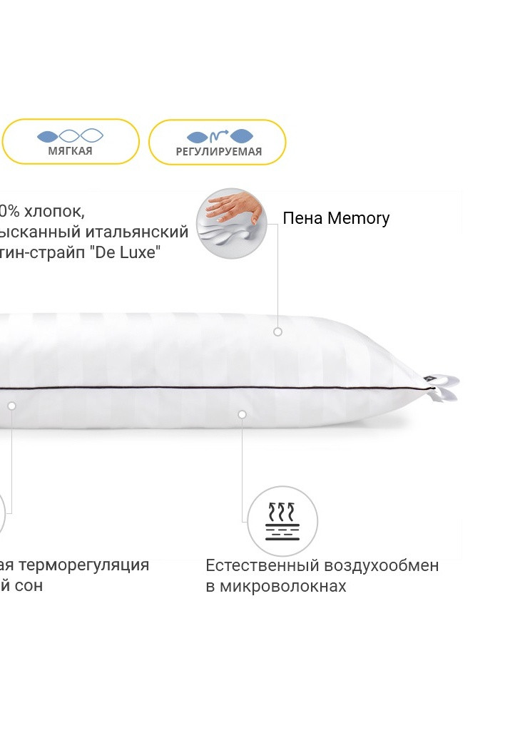 Подушка 1489 Royal Pearl Hand Made memory effekt М'яка 60х60 см (2200001540422) Mirson (254074560)