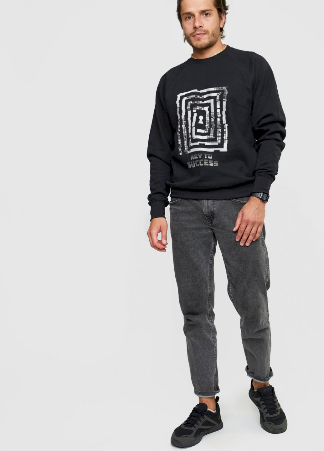 Черный свитшот мужской YAPPI рисунок (251424395)