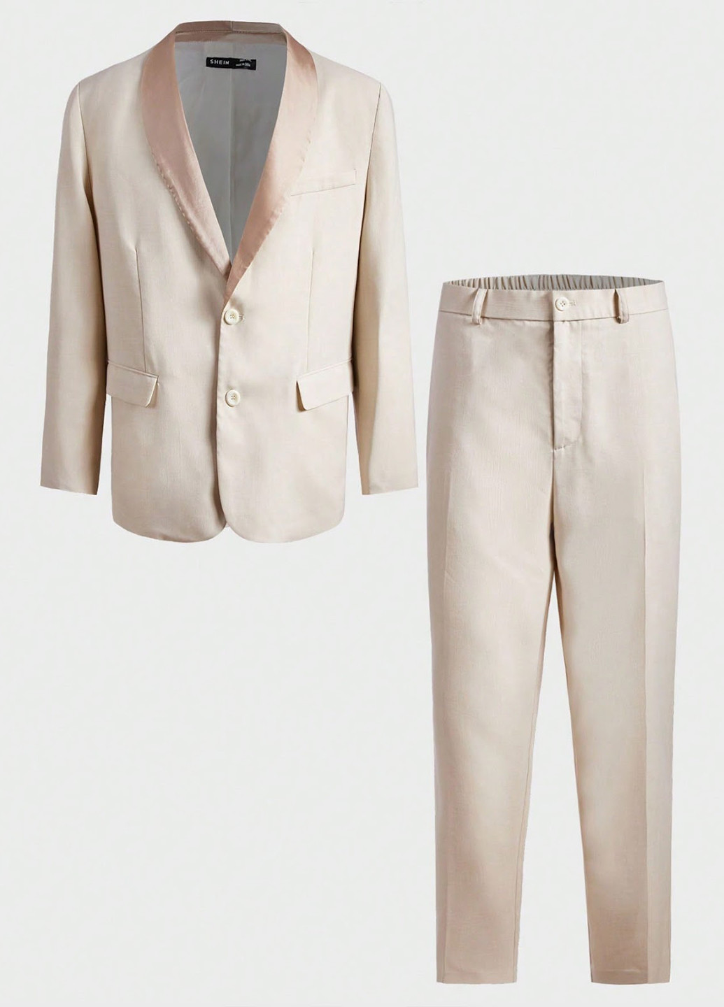 Світло-бежевий демісезонний костюм (піджак, штани) брючний SHEIN