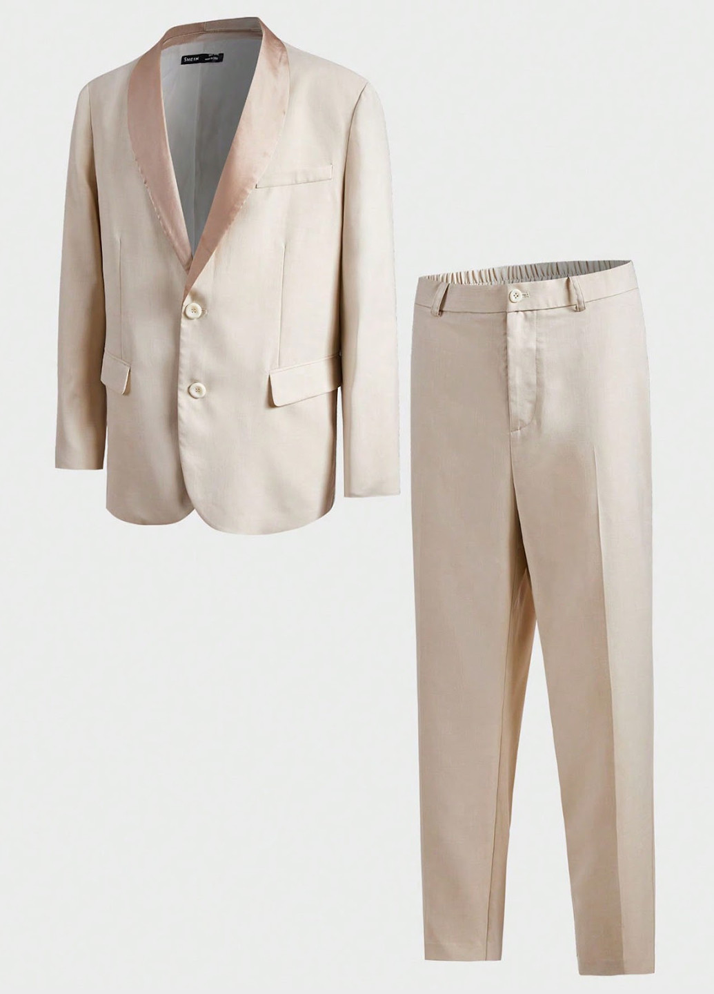 Світло-бежевий демісезонний костюм (піджак, штани) брючний SHEIN