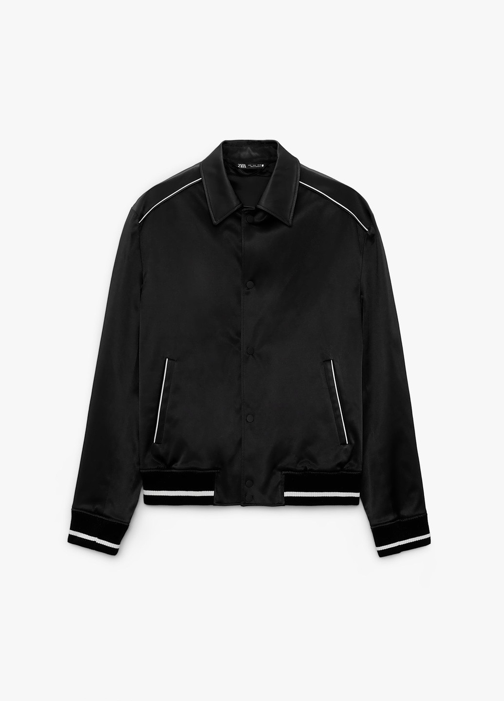 Чорна контрастна атласна куртка Zara